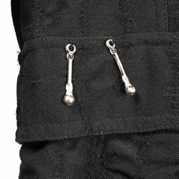 Caty Lesca Black Textured Wool & Cotton Metal-Accent Jacket - Picture 9 of 12